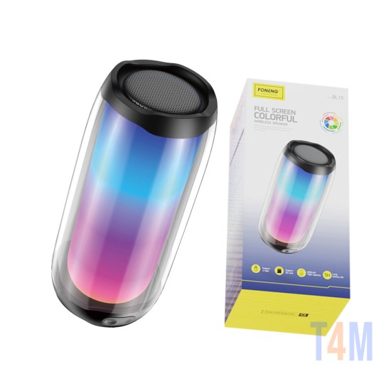 FONENG BL15 FULL SCREEN COLORFUL WIRELESS SPEAKER 4000MAH BLACK